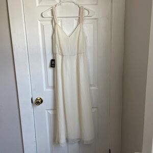 NWT Express Chiffon Pleated Dress Off White Size XS Wedding Bridal Bachelorette